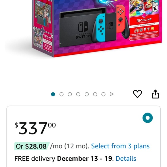 Nintendo Switch Console with Neon Blue and Red Joy-Con + Mario Kart 8 Deluxe - Picture 7 of 7